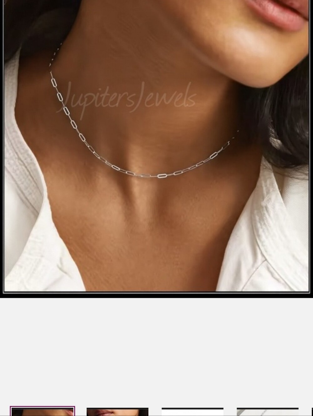 NEW SILVER STEEL PAPERCLIP SMALL LINK DELICATE CHOKER NECKLACE 16 IN